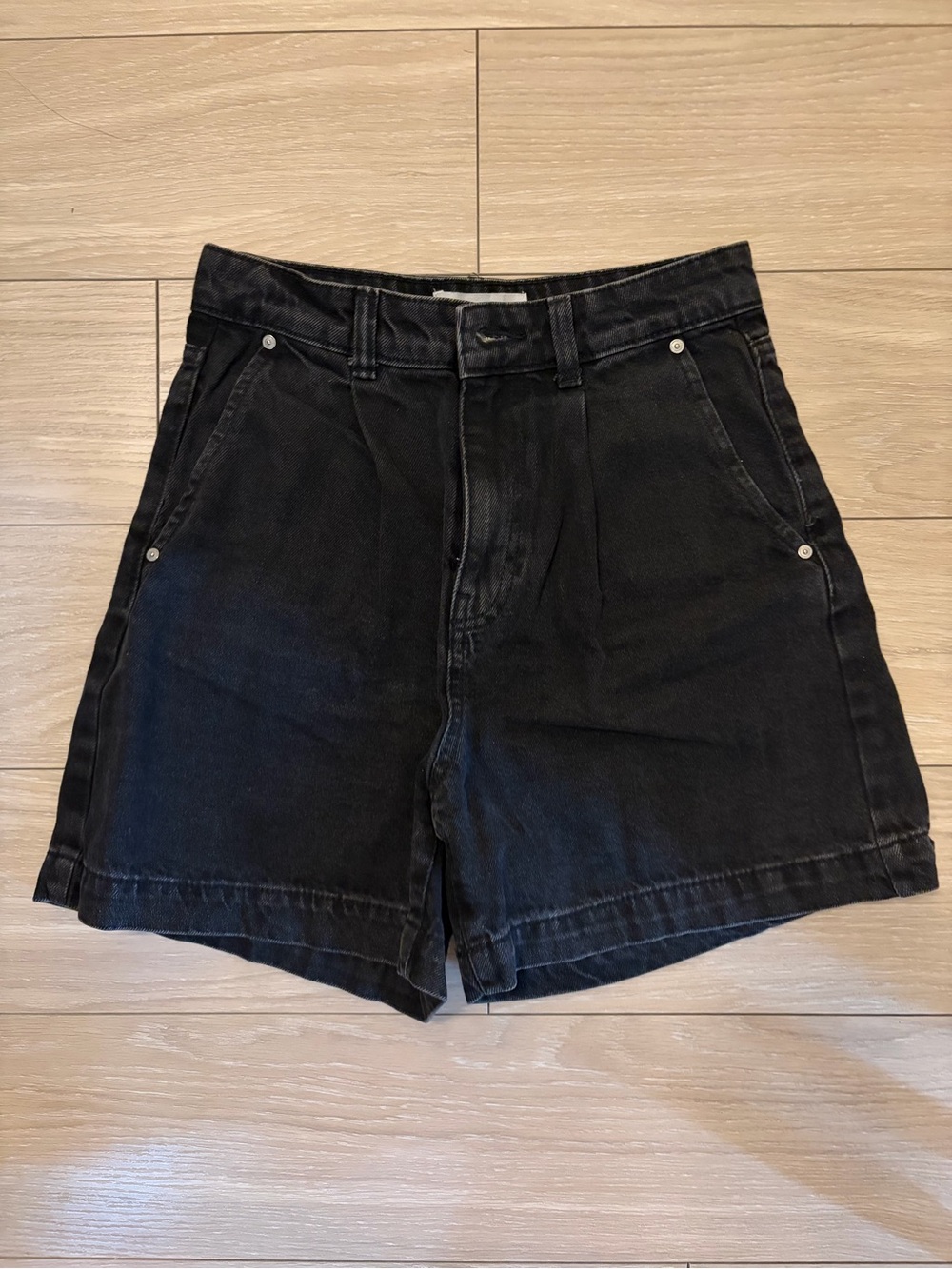 Mango Black High-Waisted Denim Shorts
